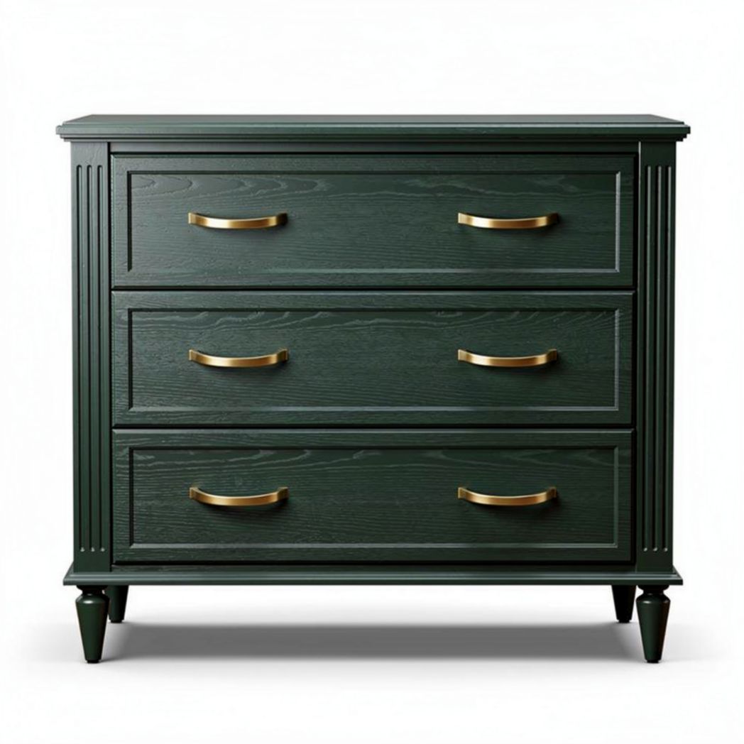 kasten in groen met drie lades van hout 80 x 40 x 70cm