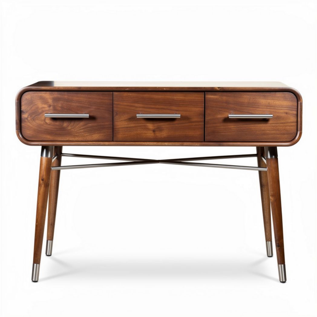 Houten console tafel met drie lades afmetingen 100 x 40 x 80cm