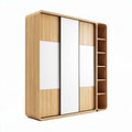 Kastenwand van bamboe met schuifdeuren en open planken 200 x 100 x 60cm