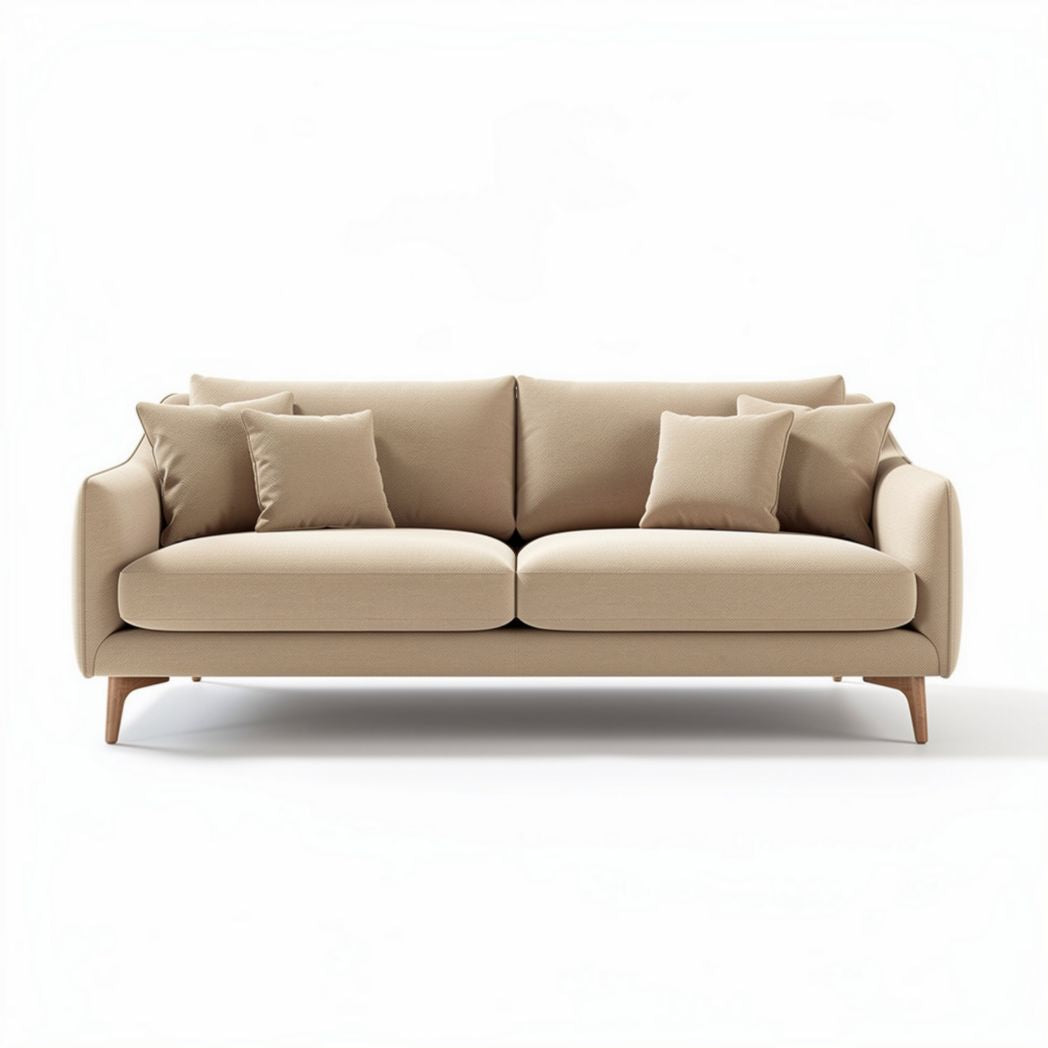Beige stoffen bank met kussens 180 x 90 x 85 cm voor woonkamerdecoratie