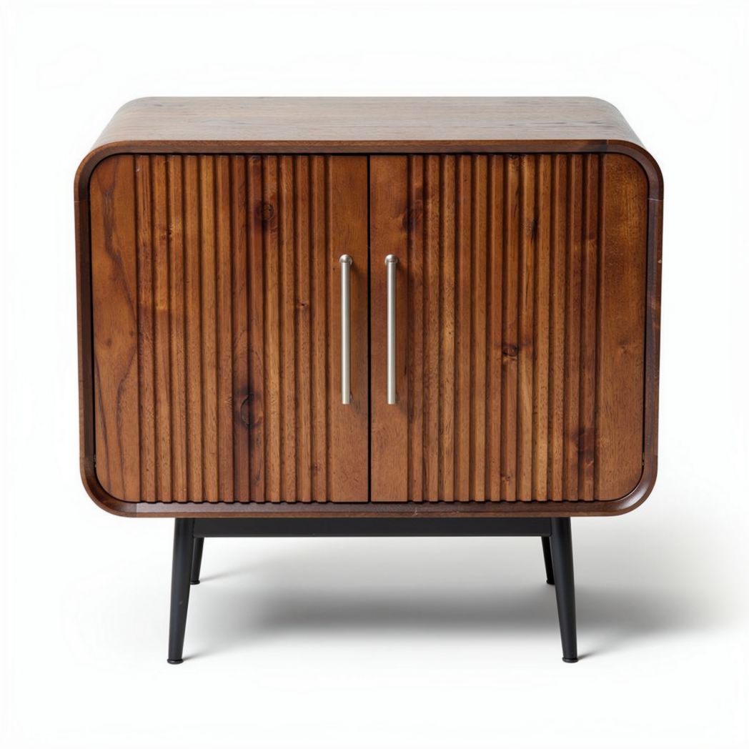 houten kast met schuifdeuren en metalen poten 60 x 40 x 80cm