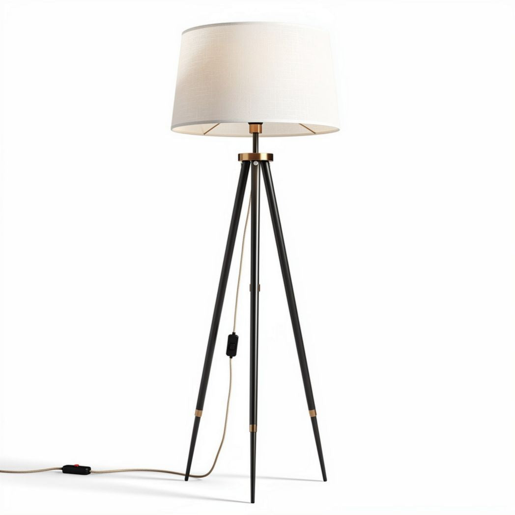 Vloerlamp met stoffen lampenkap en metalen voet zwart 30 x 30 x 150cm