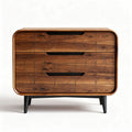 Houten ladekast met drie lades en zwart gevlamde handgrepen 80 x 40 x 75cm