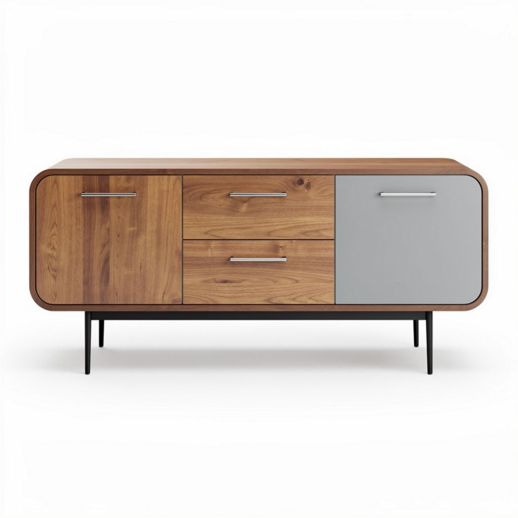 TV-meubel van hout met lade en deur in grijs 120 x 40 x 60 cm