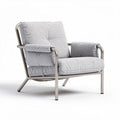 Grijze stoffen fauteuil met metalen frame en afmetingen 80 x 80 x 75cm