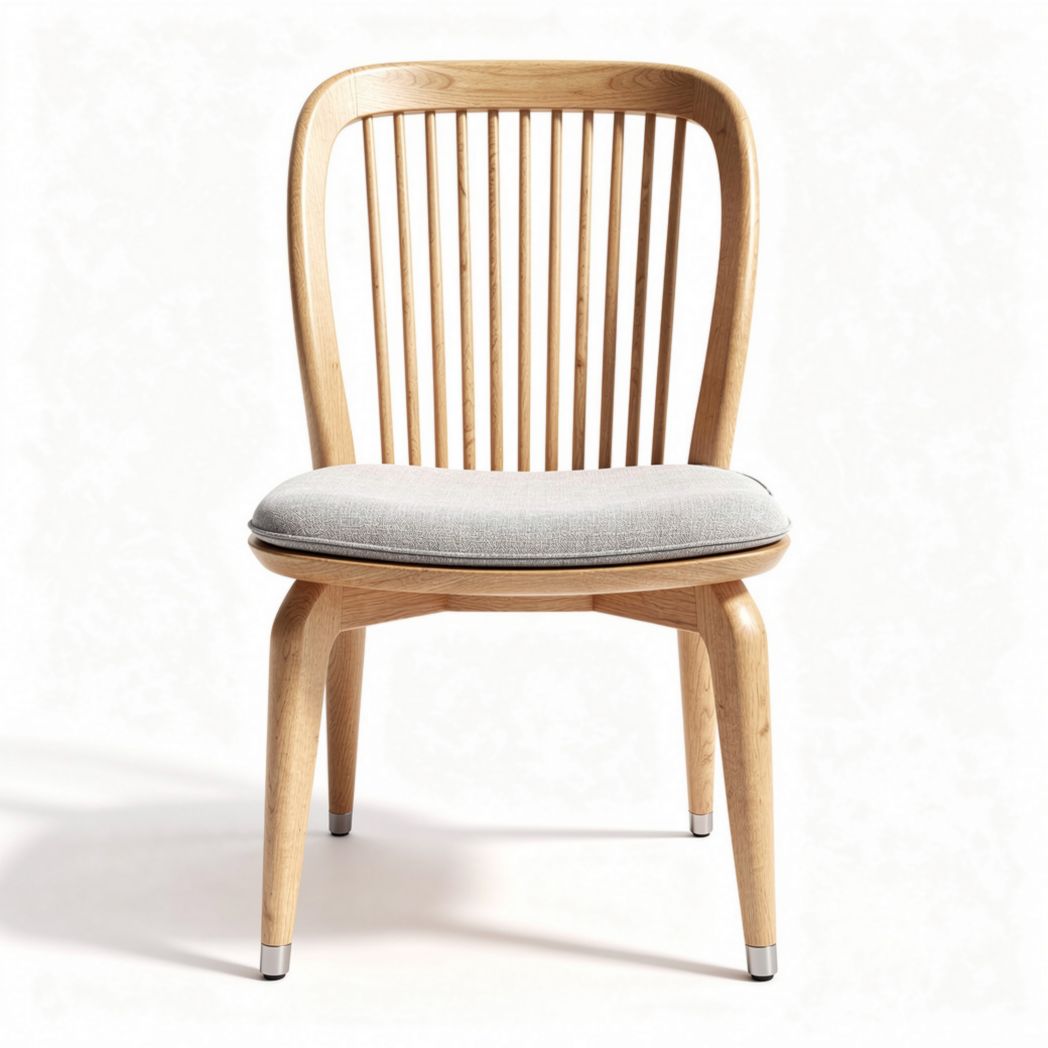 Houten eetstoel met gestoffeerde zitting en rugleuning van 45 x 45 x 90cm