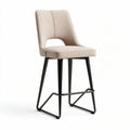 Houten barkruk met stofbekleding in lichtgrijs 45 x 45 x 100cm